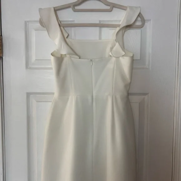 French Connection White Square-Neck Mini Dress with Ruffle Straps worn once - Picture 4 of 5